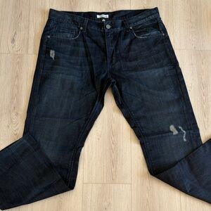 Mens Dark Blue Straight Jeans - Classic Straight Leg